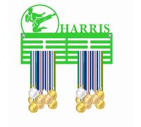 Blitz Craft Personalised Medal Holder Display Rack - Custom Name Martial Arts Design - Heavy Duty 5mm Acrylic Medal Holder for Wall - Karate, Judo & Taekwondo Gifts for Kids, Men & Women - Green