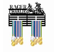Blitz Craft Personalised Medal Holder Display Rack - Custom Name Motocross Design - Heavy Duty 5mm Acrylic Medal Holder for Wall - Dirt Bike, BMX & Motorsport Gifts for Boys, Men & Women - Black