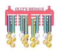 Blitz Craft Personalised Medal Holder Display Rack - Custom Name 'S Medals Star Design - Heavy Duty 5mm Acrylic for Wall - All-Sport Achievement Gifts for Men, Women Kids - Pink