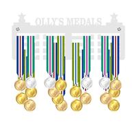 Blitz Craft Personalised Medal Holder Display Rack - Custom Name 'S Medals Star Design - Heavy Duty 5mm Acrylic for Wall - All-Sport Achievement Gifts for Men, Women Kids - White