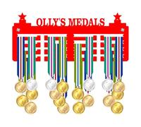Blitz Craft Personalised Medal Holder Display Rack - Custom Name 'S Medals Star Design - Heavy Duty 5mm Acrylic for Wall - All-Sport Achievement Gifts for Men, Women Kids - Red
