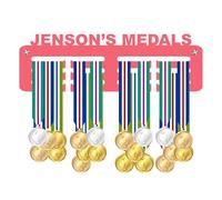 Blitz Craft Personalised Medal Holder Display Rack - Custom Name Text Display - Heavy Duty 5 mm Acrylic Medal Hanger for Wall - Minimalist Universal Gift for Any Sport, Event, Games - Pink