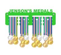 Blitz Craft Personalised Medal Holder Display Rack - Custom Name Text Display - Heavy Duty 5 mm Acrylic Medal Hanger for Wall - Minimalist Universal Gift for Any Sport, Event, Games - Green