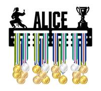 Blitz Craft Personalised Medal Holder Display Rack - Female Martial Arts Design - Custom Name Heavy Duty 5mm Acrylic Medal Hanger for Wall - Karate, Taekwondo & Judo Gifts for Girls - Black