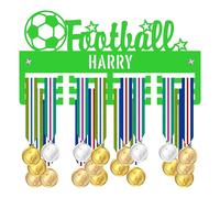 Blitz Craft Personalised Medal Holder Display Rack - Football Script Design - Custom Name Heavy Duty 5mm Acrylic Medal Hanger for Wall - Soccer Player & Team Gifts for Men & Boys - Green