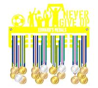 Blitz Craft Personalised Medal Holder Display Rack - Never Give Up Gymnastics Design - Custom Name Heavy Duty 5mm Acrylic Medal Hanger - Motivational Gifts for Girls & Teens - Yellow