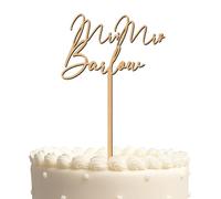 Blitz Craft Personalised Mr and Mrs Cake Topper 3mm Wooden Cake Decorations Wedding Anniversary Engagement Bridal Shower Cake Toppers for Your Special Day Celebrate the Journey of Love