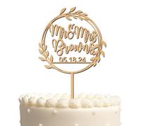 Blitz Craft Personalised Mr and Mrs Cake Topper Customised Date 3mm Wooden Cake Decorations Wedding Anniversary Engagement Bridal Shower Cake Toppers for Your Special Day Celebrate the Journey of Love