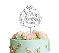Blitz Craft Personalised Mr and Mrs Cake Topper Customised Date 3mm Wooden Cake Decorations Wedding Anniversary Engagement Bridal Shower Cake Toppers for Your Special Day Celebrate the Journey of Love