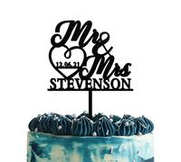 Blitz Craft Personalised Mr and Mrs Cake Topper Customised Date 3mm Wooden Cake Decorations Wedding Anniversary Engagement Bridal Shower Cake Toppers for Your Special Day Celebrate the Journey of Love