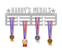 Blitz Craft Personalised Name Medal Hanger Display Rack Frame for Awards Ribbons 3mm Acrylic | Sturdy 3 Row Wall Mounted Medals Holder | Perfect to Display Your Hand Earned Medals-Red