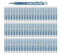 Blitz Craft Personalised Pens Bulk - 100PC Custom Engraved Aluminium Ballpoint Pens - Multipack for Business, Corporate Gifts, Office Supplies, Weddings & Events - (Black Inc, Lake Blue)