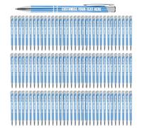 Blitz Craft Personalised Pens Bulk - 100PC Custom Engraved Aluminium Ballpoint Pens - Multipack for Business, Corporate Gifts, Office Supplies, Weddings & Events - (Black Inc, Light Blue)