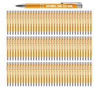 Blitz Craft Personalised Pens Bulk - 100PC Custom Engraved Aluminium Ballpoint Pens - Multipack for Business, Corporate Gifts, Office Supplies, Weddings & Events - (Black Inc, Gold)