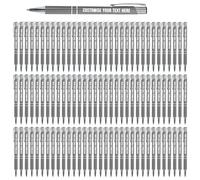 Blitz Craft Personalised Pens Bulk - 100PC Custom Engraved Aluminium Ballpoint Pens - Multipack for Business, Corporate Gifts, Office Supplies, Weddings & Events - (Black Inc, Grey)