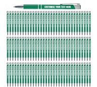 Blitz Craft Personalised Pens Bulk - 100PC Custom Engraved Aluminium Ballpoint Pens - Multipack for Business, Corporate Gifts, Office Supplies, Weddings & Events - (Black Inc, Green)