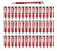 Blitz Craft Personalised Pens Bulk - 100PC Custom Engraved Aluminium Ballpoint Pens - Multipack for Business, Corporate Gifts, Office Supplies, Weddings & Events - (Black Inc, Red)