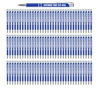 Blitz Craft Personalised Pens Bulk - 100PC Custom Engraved Aluminium Ballpoint Pens - Multipack for Business, Corporate Gifts, Office Supplies, Weddings & Events - (Black Inc, Royal Blue)