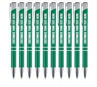 Blitz Craft Personalised Pens Bulk - 10PC Custom Engraved Aluminium Ballpoint Pens - Multipack for Business, Corporate Gifts, Office Supplies, Weddings & Events - (Black Inc, Green)
