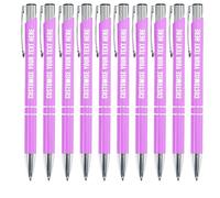 Blitz Craft Personalised Pens Bulk - 10PC Custom Engraved Aluminium Ballpoint Pens - Multipack for Business, Corporate Gifts, Office Supplies, Weddings & Events - (Black Inc, Pink)