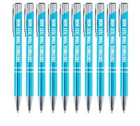Blitz Craft Personalised Pens Bulk - 10PC Custom Engraved Aluminium Ballpoint Pens - Multipack for Business, Corporate Gifts, Office Supplies, Weddings & Events - (Black Inc, Turquoise)