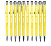 Blitz Craft Personalised Pens Bulk - 10PC Custom Engraved Aluminium Ballpoint Pens - Multipack for Business, Corporate Gifts, Office Supplies, Weddings & Events - (Black Inc, Yellow)