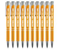 Blitz Craft Personalised Pens Bulk - 10PC Custom Engraved Aluminium Ballpoint Pens - Multipack for Business, Corporate Gifts, Office Supplies, Weddings & Events - (Black Inc, Gold)
