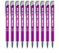 Blitz Craft Personalised Pens Bulk - 10PC Custom Engraved Aluminium Ballpoint Pens - Multipack for Business, Corporate Gifts, Office Supplies, Weddings & Events - (Black Inc, Purple)