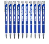 Blitz Craft Personalised Pens Bulk - 10PC Custom Engraved Aluminium Ballpoint Pens - Multipack for Business, Corporate Gifts, Office Supplies, Weddings & Events - (Black Inc, Royal Blue)