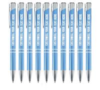 Blitz Craft Personalised Pens Bulk - 10PC Custom Engraved Aluminium Ballpoint Pens - Multipack for Business, Corporate Gifts, Office Supplies, Weddings & Events - (Black Inc, Light Blue)