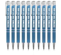 Blitz Craft Personalised Pens Bulk - 10PC Custom Engraved Aluminium Ballpoint Pens - Multipack for Business, Corporate Gifts, Office Supplies, Weddings & Events - (Black Inc, Lake Blue)