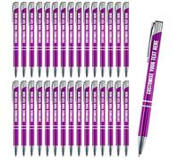 Blitz Craft Personalised Pens Bulk - 30PC Custom Engraved Aluminium Ballpoint Pens - Multipack for Business, Corporate Gifts, Office Supplies, Weddings & Events - (Black Inc, Purple)