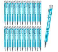 Blitz Craft Personalised Pens Bulk - 30PC Custom Engraved Aluminium Ballpoint Pens - Multipack for Business, Corporate Gifts, Office Supplies, Weddings & Events - (Black Inc, Turquoise)