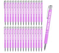 Blitz Craft Personalised Pens Bulk - 30PC Custom Engraved Aluminium Ballpoint Pens - Multipack for Business, Corporate Gifts, Office Supplies, Weddings & Events - (Black Inc, Pink)
