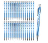 Blitz Craft Personalised Pens Bulk - 30PC Custom Engraved Aluminium Ballpoint Pens - Multipack for Business, Corporate Gifts, Office Supplies, Weddings & Events - (Black Inc, Light Blue)