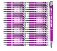 Blitz Craft Personalised Pens Bulk - 50PC Custom Engraved Aluminium Ballpoint Pens - Multipack for Business, Corporate Gifts, Office Supplies, Weddings & Events - (Black Inc, Purple)
