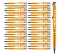 Blitz Craft Personalised Pens Bulk - 50PC Custom Engraved Aluminium Ballpoint Pens - Multipack for Business, Corporate Gifts, Office Supplies, Weddings & Events - (Black Inc, Gold)