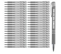 Blitz Craft Personalised Pens Bulk - 50PC Custom Engraved Aluminium Ballpoint Pens - Multipack for Business, Corporate Gifts, Office Supplies, Weddings & Events - (Black Inc, Grey)