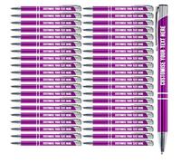 Blitz Craft Personalised Pens Bulk - 75PC Custom Engraved Aluminium Ballpoint Pens - Multipack for Business, Corporate Gifts, Office Supplies, Weddings & Events - (Black Inc, Purple)
