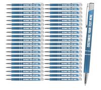 Blitz Craft Personalised Pens Bulk - 75PC Custom Engraved Aluminium Ballpoint Pens - Multipack for Business, Corporate Gifts, Office Supplies, Weddings & Events - (Black Inc, Lake Blue)