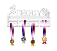 Blitz Craft Personalised Rugby Ball Medal Hanger Display Rack Frame for Awards Ribbons 3mm Acrylic | Sturdy 3 Row Wall Mounted Medals Holder | Perfect to Display Your Hand Earned Medals-White