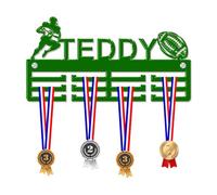 Blitz Craft Personalised Rugby Ball Medal Hanger Display Rack Frame for Awards Ribbons 3mm Acrylic | Sturdy 3 Row Wall Mounted Medals Holder | Perfect to Display Your Hand Earned Medals-Green