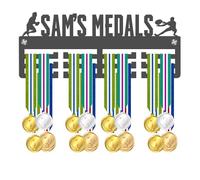 Blitz Craft Personalised Rugby Medal Holder Display Rack - Custom Name Player Design - Heavy Duty 5mm Acrylic Medal Hanger for Wall - Rugby Gifts for Players & Clubs - Dark Grey