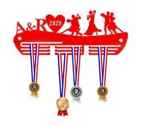 Blitz Craft Personalised Salsa Couple Dance Medal Hanger Display Rack Frame for Award Ribbons 3mm Acrylic | Sturdy 3 Row Wall Mounted Medals Holder | Perfect to Display Your Hand Earned Medals-Red