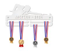 Blitz Craft Personalised Snooker & Pool Medal Hanger Display Rack Frame for Awards Ribbons 3mm Acrylic | Sturdy 2 Row Wall Mounted Medals Holder | Perfect to Display Your Hand Earned Medals-Blue