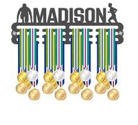 Blitz Craft Personalised Strongman & Running Medal Holder Display Rack - Athlete Silhouette Design - Heavy Duty 5mm Acrylic Medal Hanger for Wall - Gym & Marathon Gifts for Men & Women - Dark Grey