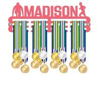 Blitz Craft Personalised Strongman & Running Medal Holder Display Rack - Athlete Silhouette Design - Heavy Duty 5mm Acrylic Medal Hanger for Wall - Gym & Marathon Gifts for Men & Women - Pink