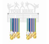 Blitz Craft Personalised Taekwondo Medal Holder - Custom Name Heavy Duty 5mm Acrylic Medal Holder for Wall - Martial Arts TKD Sports Display Gifts for Boys, Girls, Men & Women - White