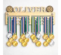Blitz Craft Personalised Volleyball Medal Hanger Display Custom Name Design - Heavy Duty 9mm Thick Wooden Medal Holder for Wall - Kids Sports Gifts for Boys & Girls - 240 x 540 mm