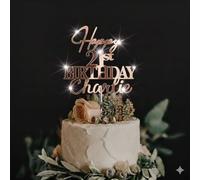 Blitz Craft Personalized Happy 21st Birthday Cake Topper - Custom Name Age. Acrylic Cake Decoration for Men & Women, Milestone Birthday Party Supplies - Silver